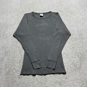 VINTAGE Munsingwear Cotton Classics Thermal Shirt Mens M Gray Waffle Knit Faded